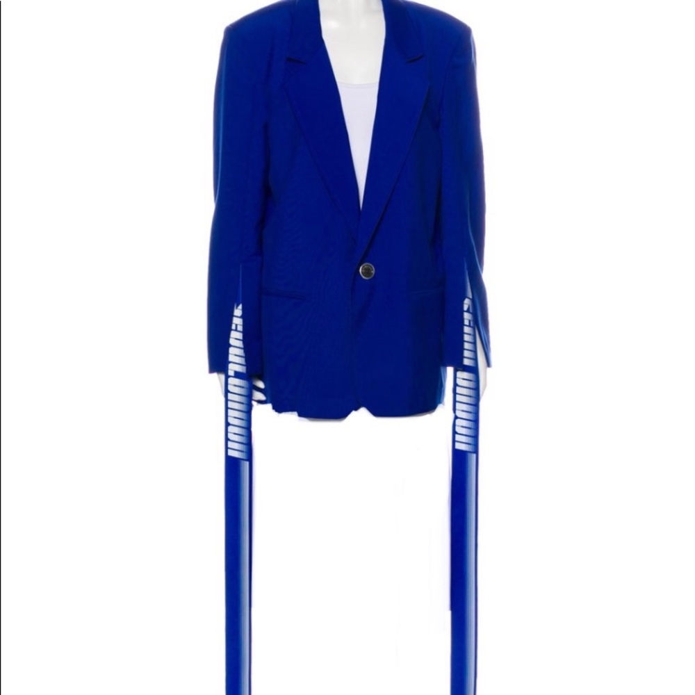 D-Antidote Hanging-Tab Blue Wool-Blend Blazer